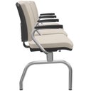 Ver imagem 3 de Cadeira Longarina 3 Lugares Aeroporto Recepção Cromado Baixa Flexi P03 Vinil Bege - lyam Lyam Decor