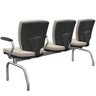 Cadeira Longarina 3 Lugares Aeroporto Recepção Cromado Baixa Flexi P03 Vinil Bege - lyam Lyam Decor - 5