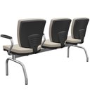 Ver imagem 5 de Cadeira Longarina 3 Lugares Aeroporto Recepção Cromado Baixa Flexi P03 Vinil Bege - lyam Lyam Decor