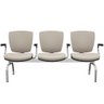 Cadeira Longarina 3 Lugares Aeroporto Recepção Cromado Baixa Flexi P03 Vinil Bege - lyam Lyam Decor - 1