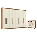 Ver imagem 1 de Guarda Roupa Casal 8 Portas 4 Gavetas Master New e Cômoda Havana Master com Pés Jatobá Areia Acetina