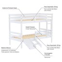 Ver imagem 4 de Beliche Solteiro Infantil Slim e Mini Escada/escorregador Madeira Maciça Branco Housin