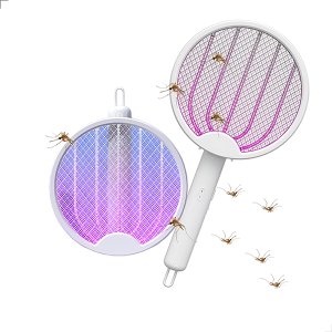 Raquete Elétrica Anti Mosquitos 4 em 1 Funções Manual Portátil e Modo Uv Inteligente