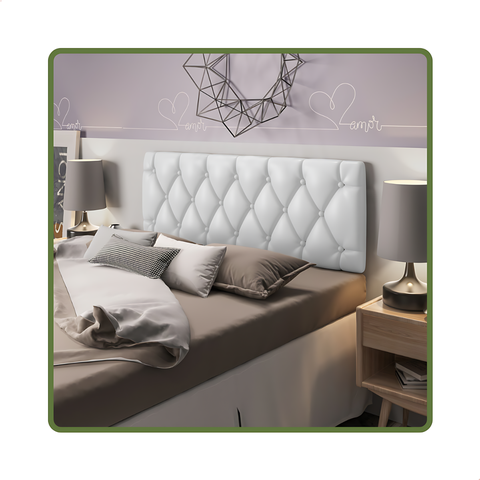 Cabeceira Almofadada para Cama Box Suspensa Paris 1,40 X 55 Branco Corino
