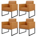 Ver imagem 1 de Kit 04 Poltronas Decorativas Sala Base fixa Metal Helô L02 Couríssimo Whisky - Lyam Decor