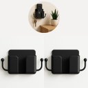 Ver imagem 1 de Kit 2 Suporte de Parede para Celular com Ganchos Organizador Tomada Quarto Escritório - 2PRETO