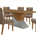 Ver imagem 7 de Mesa Sala de Jantar Aster 180cm e 6 Cadeiras Safira Moderna Veludo Capuccino Off White Imbuia