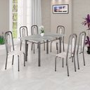 Ver imagem 1 de Conjunto Sala de Jantar com 6 Cadeiras Lívia Prata/Bege