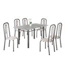 Ver imagem 2 de Conjunto Sala de Jantar com 6 Cadeiras Lívia Prata/Bege