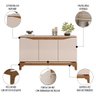 Balcão Buffet para Sala de Jantar 3 Portas 139cm Alice D04 Freijó/off White - Mpozenato - 3