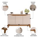 Ver imagem 3 de Balcão Buffet para Sala de Jantar 3 Portas 139cm Alice D04 Freijó/off White - Mpozenato