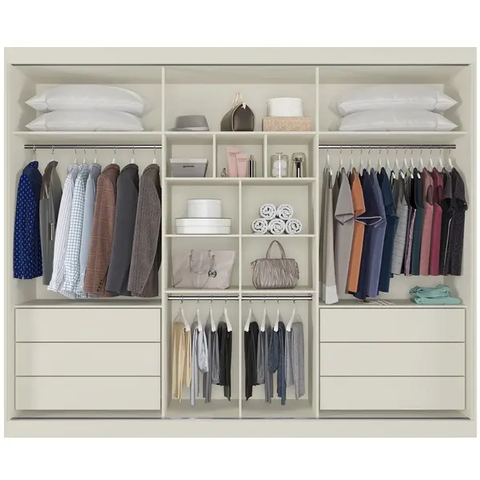 Guarda Roupa Casal 6 Gavetas com Espelho - Bragança-off White - Móveis Europa