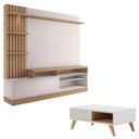 Ver imagem 1 de Estante Home Theater Maceió Freijó Off White com Mesa de Centro Jeri Off White Freijó - Colibri