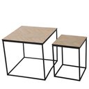 Ver imagem 1 de Kit 02 Mesas Lateral Anm6205m Anima Office Quadrada Tampo em Mdf Amadeirado Base em Ferro Preto