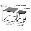 Ver imagem 4 de Kit 02 Mesas Lateral Anm6205m Anima Office Quadrada Tampo em Mdf Amadeirado Base em Ferro Preto