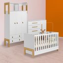 Ver imagem 1 de Conjunto Berço Mini Cama Fantasia, Cômoda Sapateira Slim e Guarda Roupa C/nicho Branco