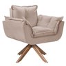 Poltrona Opala Giratória Madeira Suede Cappuccino - 1