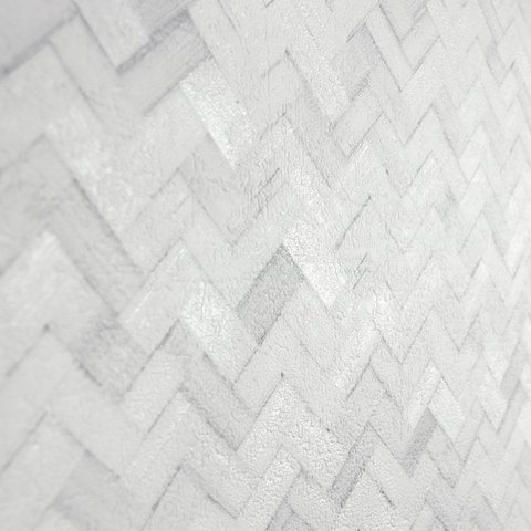 Papel de Parede Geométrico Chevron Off White+ Cola Inclusa- Vinilico Lavável 4005