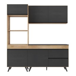 Armário de Cozinha Compacta 3 peças Lisboa Multimóveis MP2131 Rustic/Preto - 5