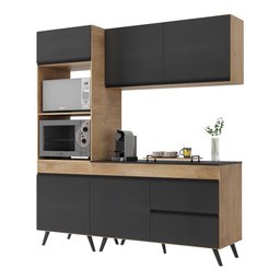Armário de Cozinha Compacta 3 peças Lisboa Multimóveis MP2131 Rustic/Preto - 2