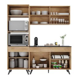 Armário de Cozinha Compacta 3 peças Lisboa Multimóveis MP2131 Rustic/Preto - 4