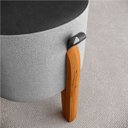 Ver imagem 4 de Kit 2 Puff Luna Couro Linho Pés Madeira Maciça Eucalipto:cinza/preto