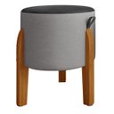Ver imagem 2 de Kit 2 Puff Luna Couro Linho Pés Madeira Maciça Eucalipto:cinza/preto