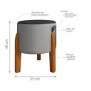 Ver imagem 3 de Kit 2 Puff Luna Couro Linho Pés Madeira Maciça Eucalipto:cinza/preto