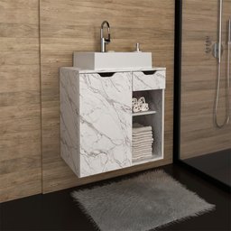 Gabinete Com Cuba Para Banheiro Bn3600x05 Marmore Branco - 2