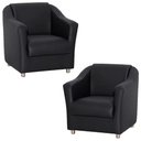 Ver imagem 1 de Kit 2 Poltronas Bia P/ Sala de Estar Consultório Clinica Hospital Recepção C.v Sintético Preto -deco