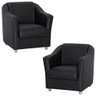 Kit 2 Poltronas Bia P/ Sala de Estar Consultório Clinica Hospital Recepção C.v Sintético Preto -deco - 1