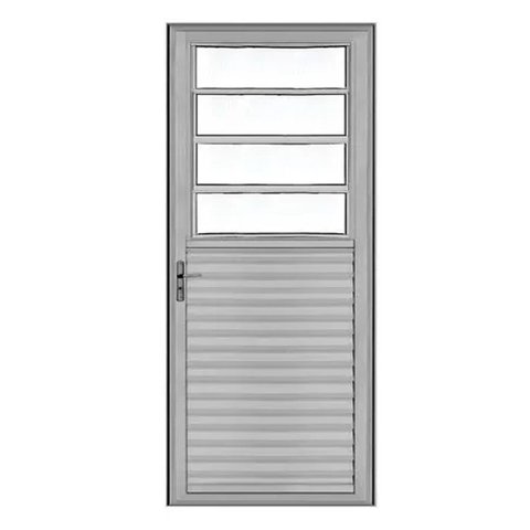 Porta Basculante Alumínio Brilhante 210x80 Vidro Boreal Lado Esquerdo