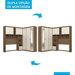 Quarto Modulado Casal Lugano Jatobá/areia com Espelho - Santos Andirá - 6
