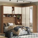 Ver imagem 2 de Quarto Modulado Casal Lugano Jatobá/areia com Espelho - Santos Andirá