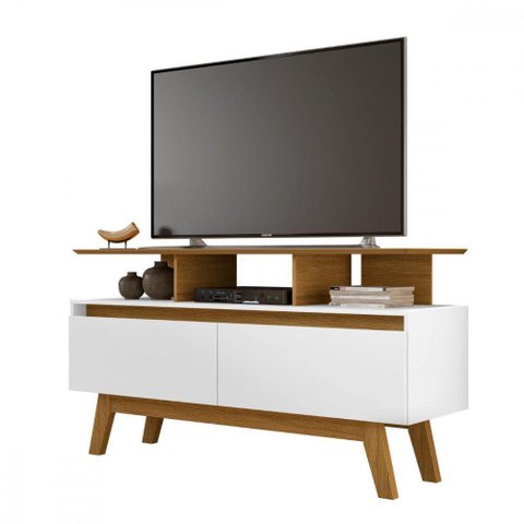 Rack Rubi Tv de até 50 Polegadas Cinamomo com Branco Bechara Cinamomo com Branco