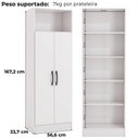 Ver imagem 4 de Armario Multiuso 2 Portas 167x57 Cm N408 Kappesberg Branco