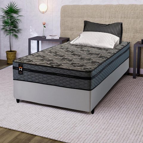 Conjunto Cama Box Solteiro c/ Molas Ensacadas Montreal Branco 88x188x64