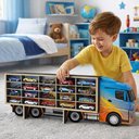 Ver imagem 6 de Expositor Painel Parede Mesa Nicho Estante Carrinhos Quadro Caminhao MDF 20 Carros Organi