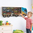 Ver imagem 7 de Expositor Painel Parede Mesa Nicho Estante Carrinhos Quadro Caminhao MDF 20 Carros Organi