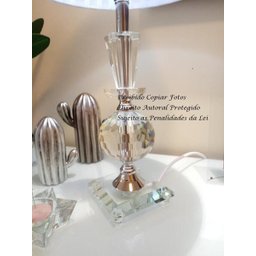 Abajur Cristal Vidro Sala Cúpula Drapeada 53cm S34 Branco - 3