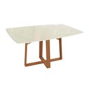 Ver imagem 1 de Mesa de Sala Jantar Elma Madeira Maciça C-tampo Madeirado C- Vidro 90x170cm Carvalho-off White-