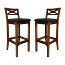 Ver imagem 1 de Kit 2 Banquetas Média Estofada para Bancada Madri Madeira Castanho Suede Preto CCS