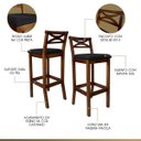Ver imagem 4 de Kit 2 Banquetas Média Estofada para Bancada Madri Madeira Castanho Suede Preto CCS