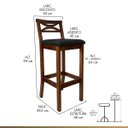 Ver imagem 3 de Kit 2 Banquetas Média Estofada para Bancada Madri Madeira Castanho Suede Preto CCS