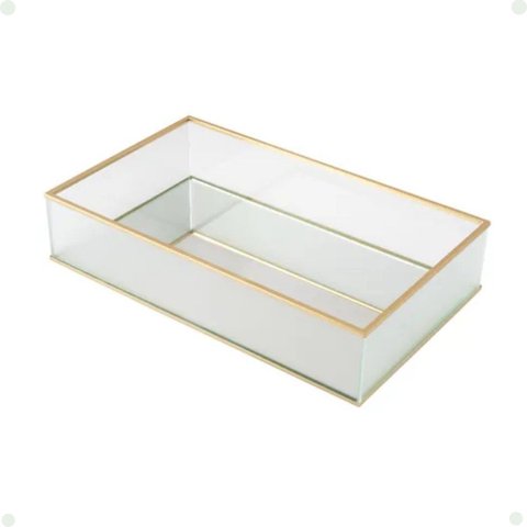 Bandeja Decorativa Ferro, Vidro e Espelho 24x14x5cm*