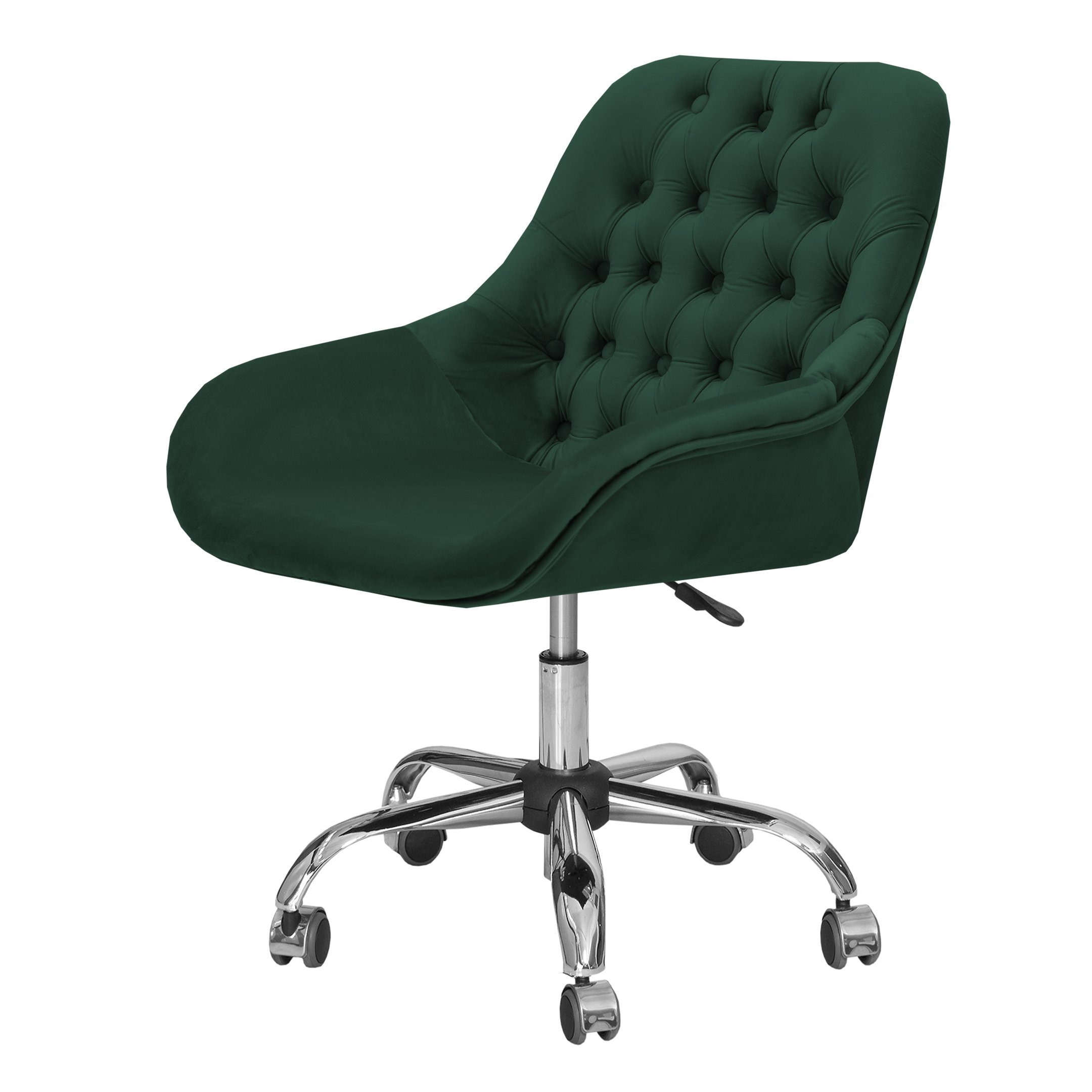 Cadeira Poltrona Decorativa Rodinhas Regulagem Altura Alice Veludo Verde Musgo