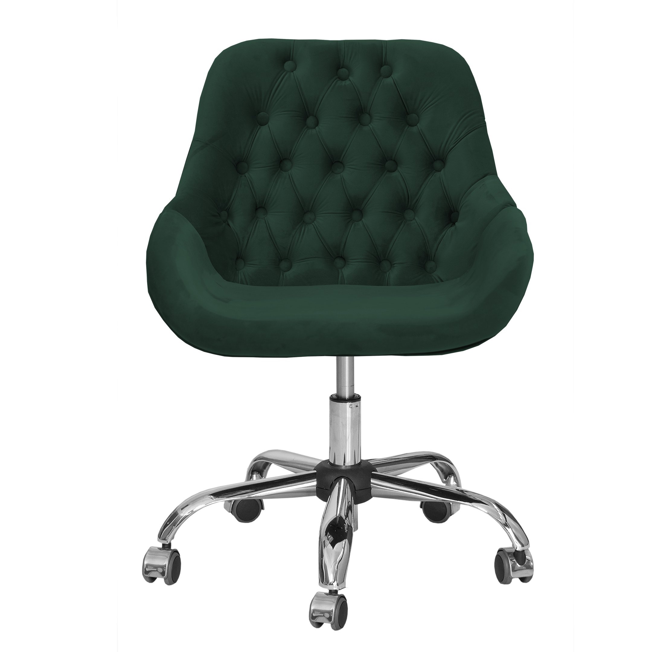 Cadeira Poltrona Decorativa Rodinhas Regulagem Altura Alice Veludo Verde Musgo - 2
