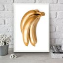 Ver imagem 1 de Quadro para Cozinha Banana Dourada 24x18cm:moldura Branca