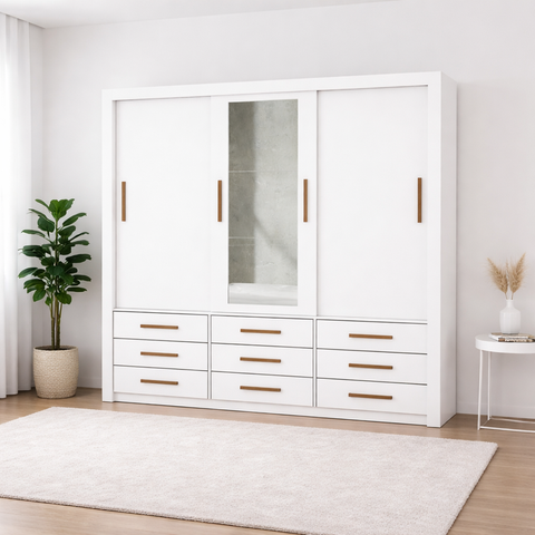 Guarda Roupa Espelho 3 Portas 9 Gavetas Imperium -grand Line
