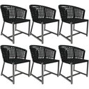 Ver imagem 1 de Kit 06 Cadeiras Decorativas Para Área Gourmet Cozinha Corda Náutica Belize D04 Preto - Lyam Decor
